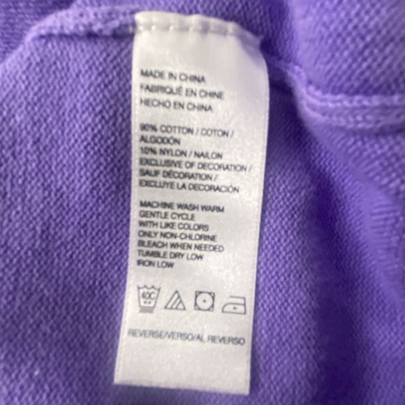 Women’s IZOD Golf Sweater Large Purple V Neck Preppy Long Sleeve Patch Elbows - Picture 7 of 8